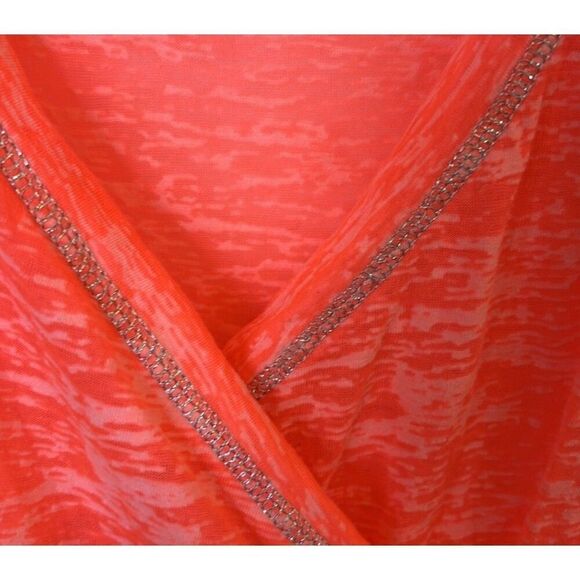 Vanity Coral Burnout Tee Womens Size S Heathered Faux Wrap Metallic Yoga Fitted - Picture 4 of 4